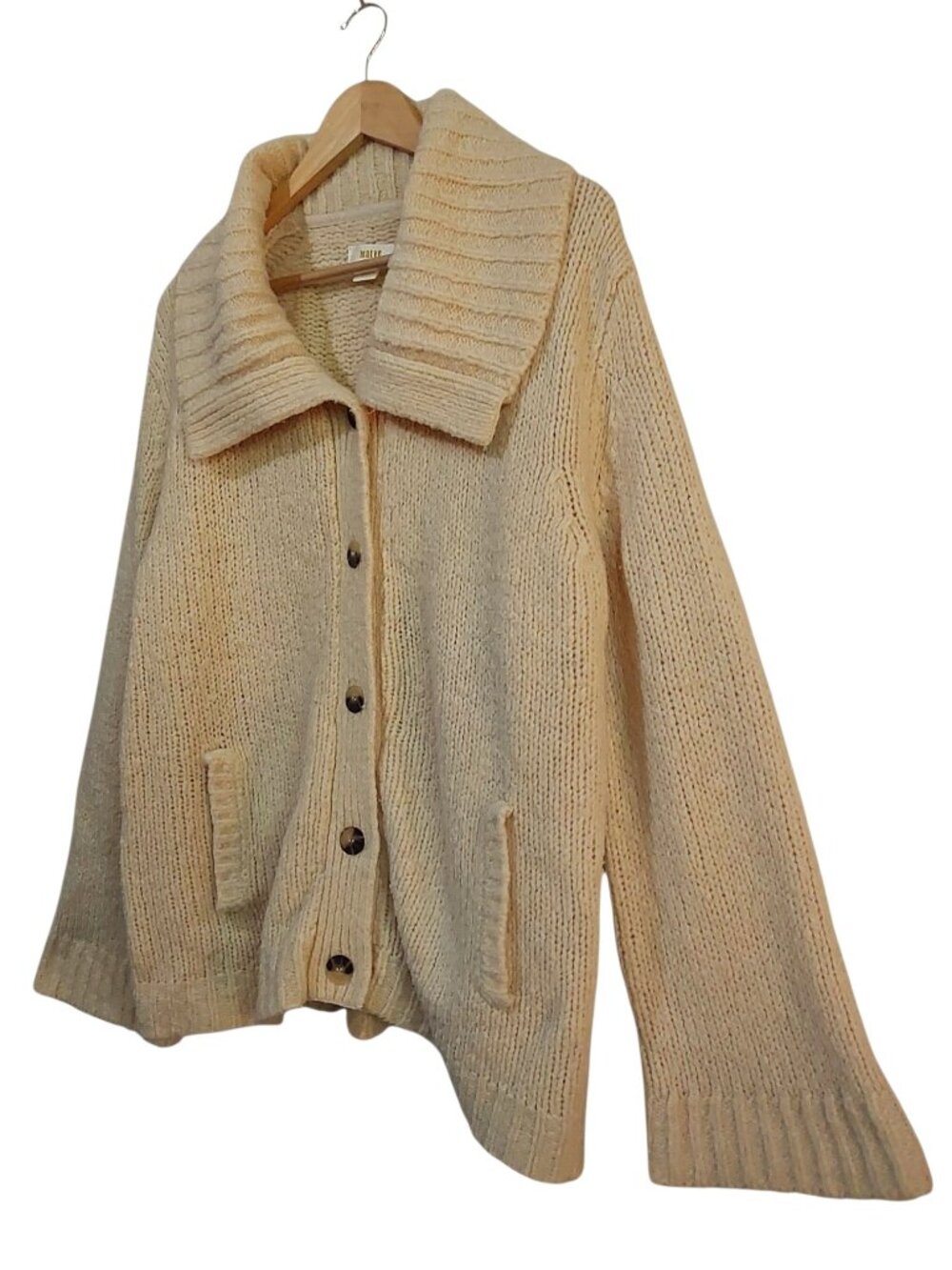 Maeve Anthropologie Wool-Blend Chunky Cardigan Sweater Jacket Coatigan Boho - M - Picture 5 of 10